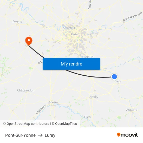 Pont-Sur-Yonne to Luray map