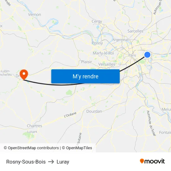 Rosny-Sous-Bois to Luray map