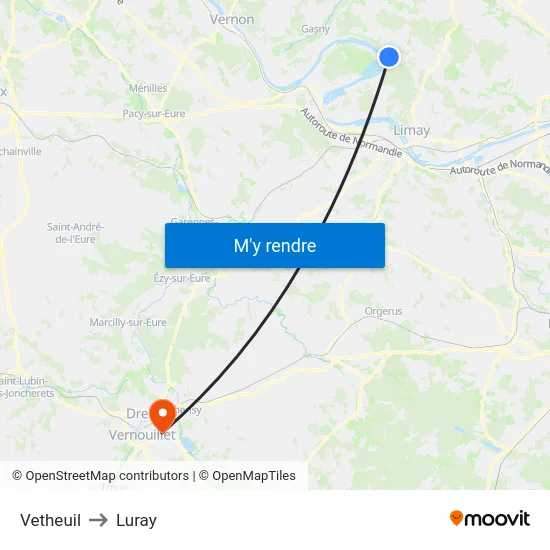 Vetheuil to Luray map