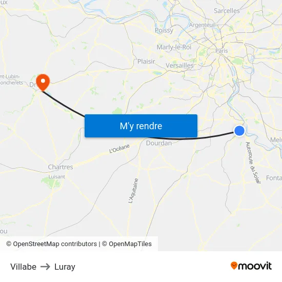 Villabe to Luray map