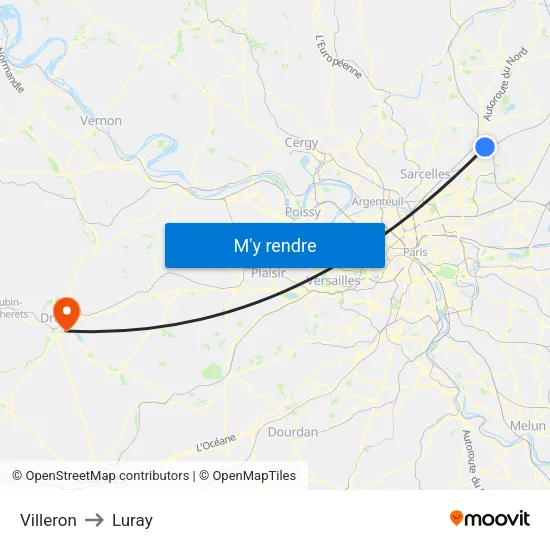 Villeron to Luray map