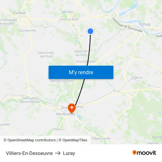 Villiers-En-Desoeuvre to Luray map