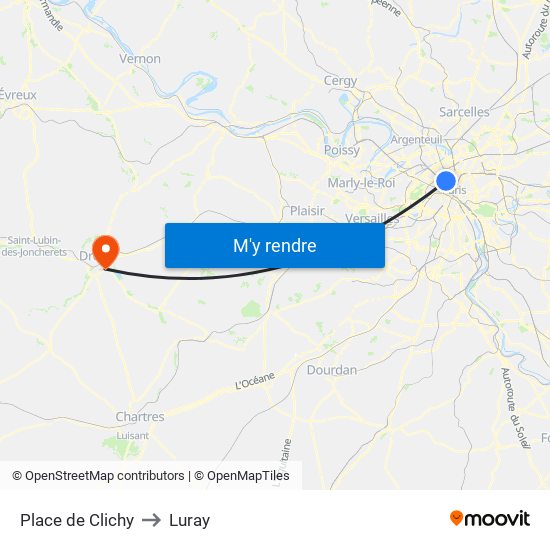 Place de Clichy to Luray map