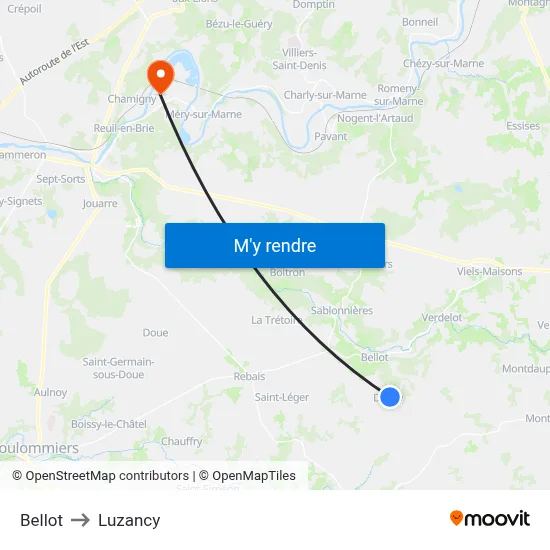 Bellot to Luzancy map