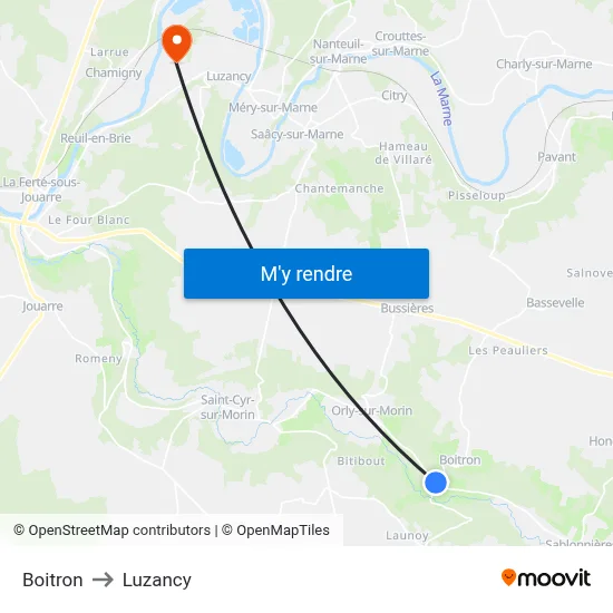 Boitron to Luzancy map