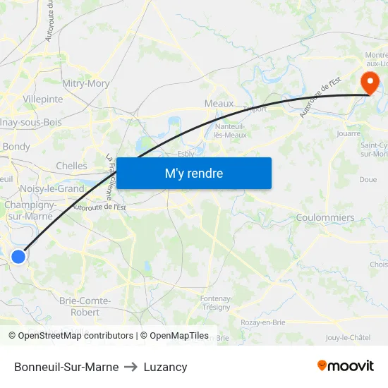 Bonneuil-Sur-Marne to Luzancy map