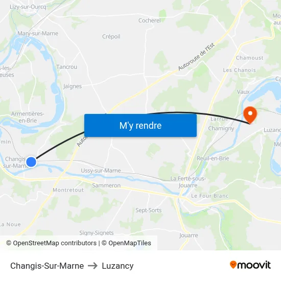 Changis-Sur-Marne to Luzancy map