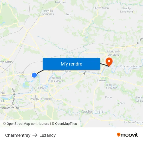 Charmentray to Luzancy map