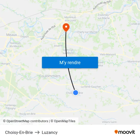 Choisy-En-Brie to Luzancy map
