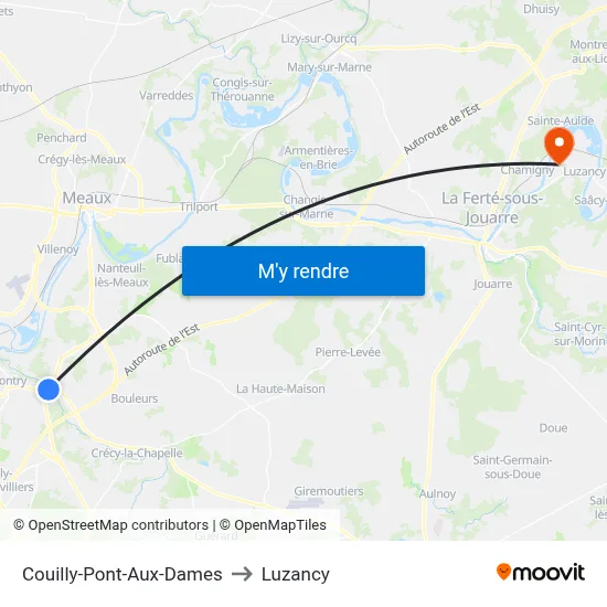 Couilly-Pont-Aux-Dames to Luzancy map