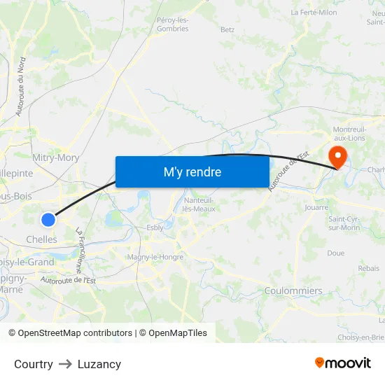 Courtry to Luzancy map