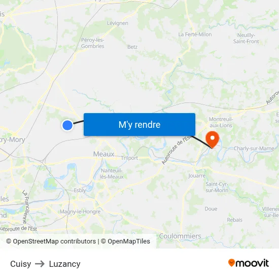 Cuisy to Luzancy map