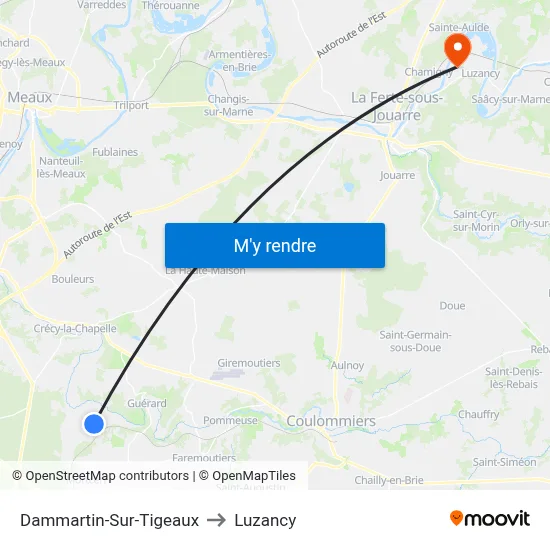Dammartin-Sur-Tigeaux to Luzancy map