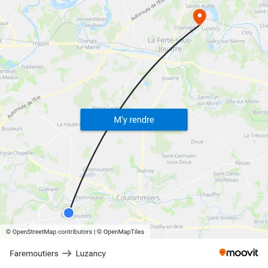 Faremoutiers to Luzancy map