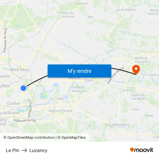 Le Pin to Luzancy map