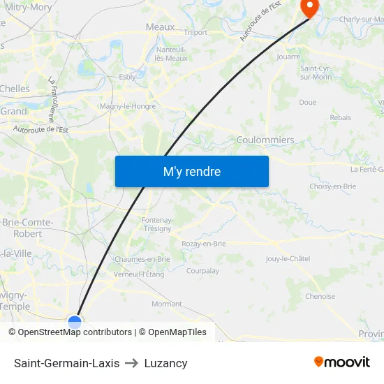 Saint-Germain-Laxis to Luzancy map