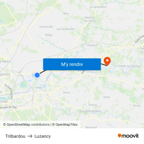 Trilbardou to Luzancy map