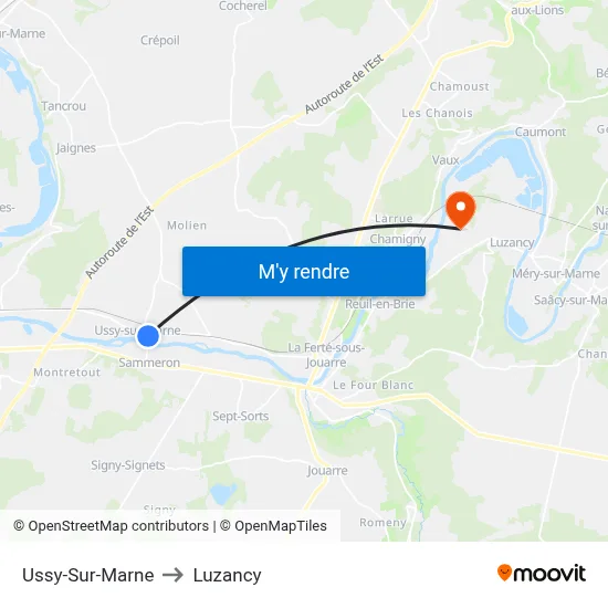 Ussy-Sur-Marne to Luzancy map