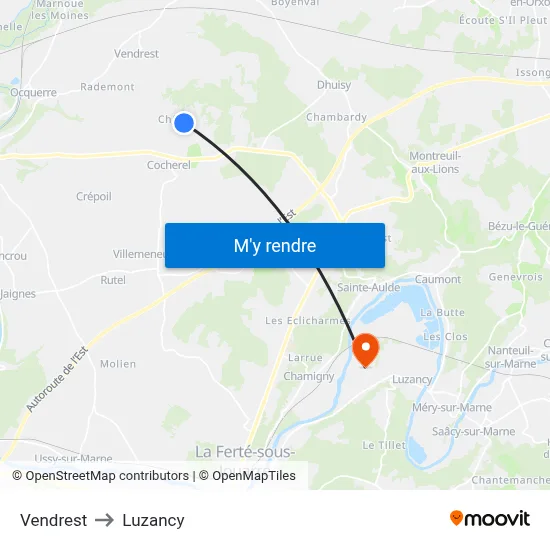 Vendrest to Luzancy map