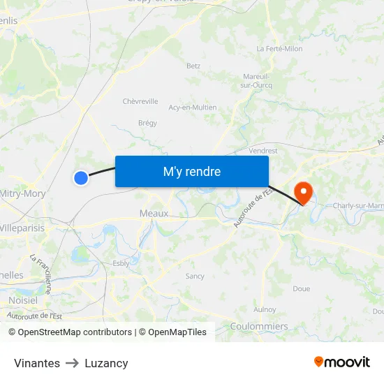 Vinantes to Luzancy map
