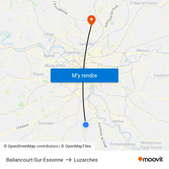 Ballancourt-Sur-Essonne to Luzarches map
