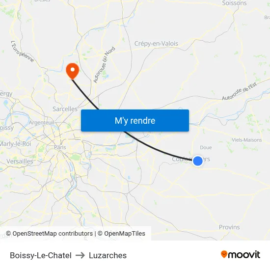 Boissy-Le-Chatel to Luzarches map