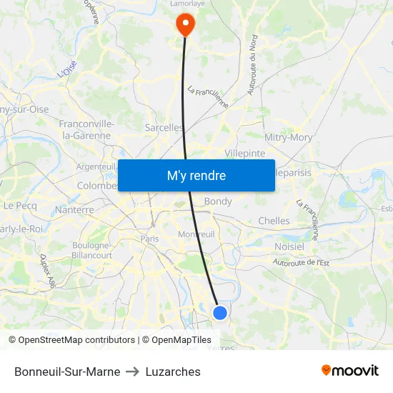 Bonneuil-Sur-Marne to Luzarches map