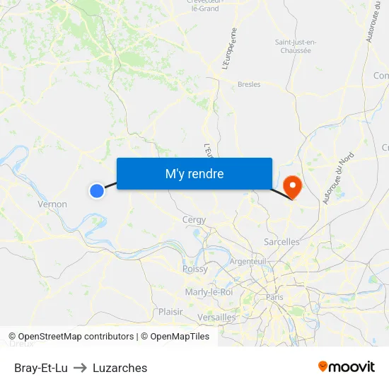 Bray-Et-Lu to Luzarches map