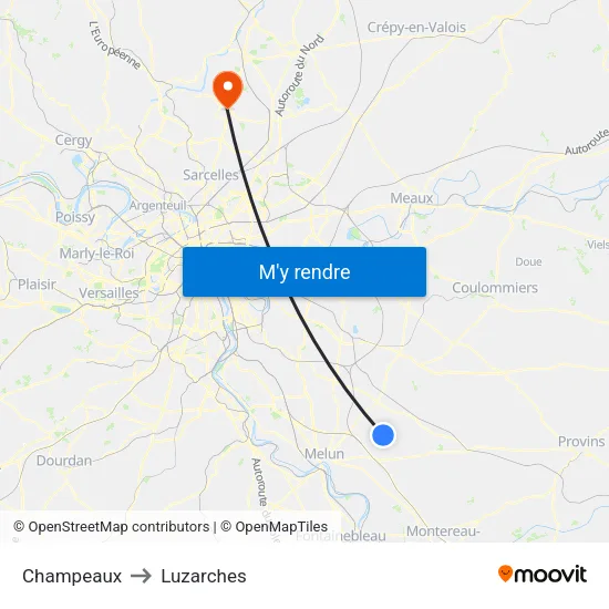 Champeaux to Luzarches map