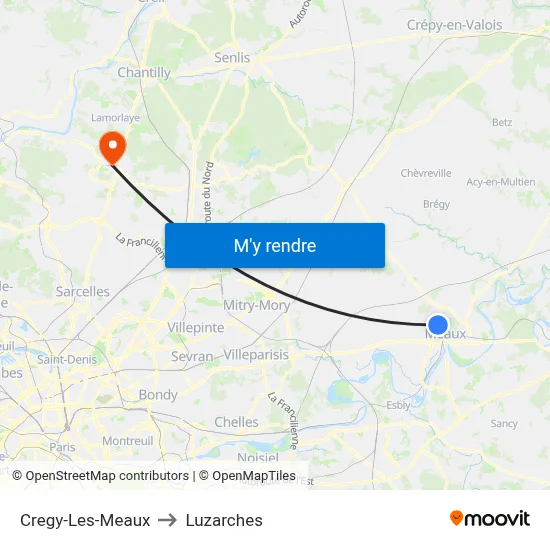 Cregy-Les-Meaux to Luzarches map