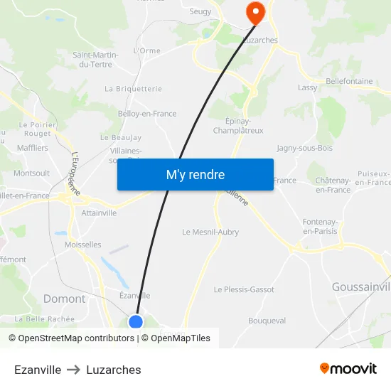Ezanville to Luzarches map