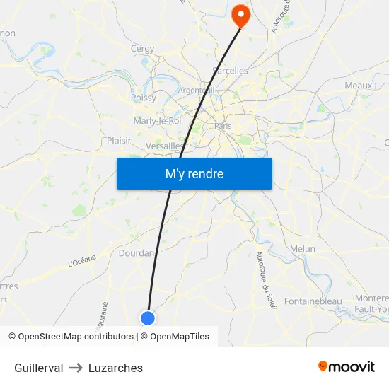 Guillerval to Luzarches map