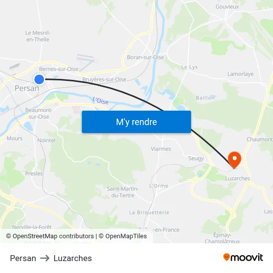 Persan to Luzarches map