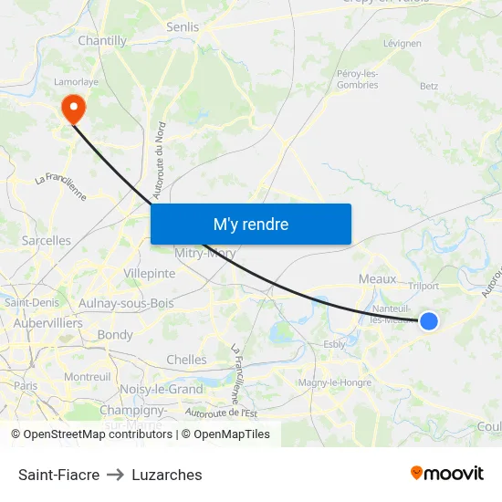 Saint-Fiacre to Luzarches map