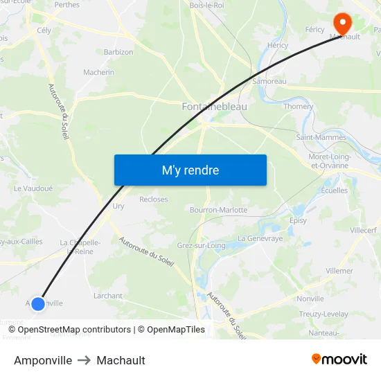 Amponville to Machault map