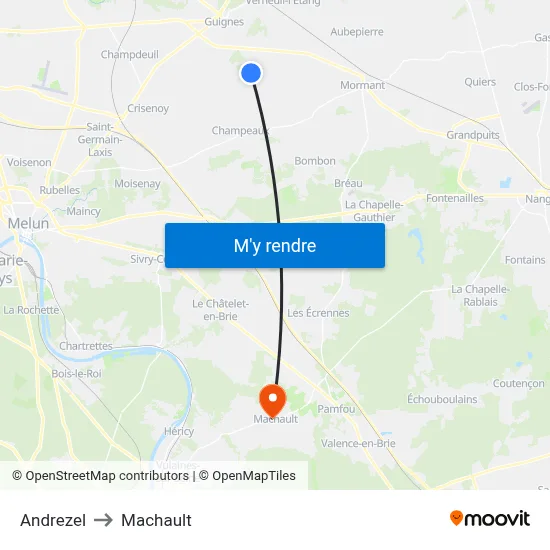 Andrezel to Machault map