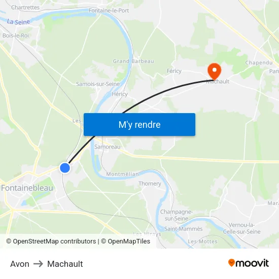 Avon to Machault map