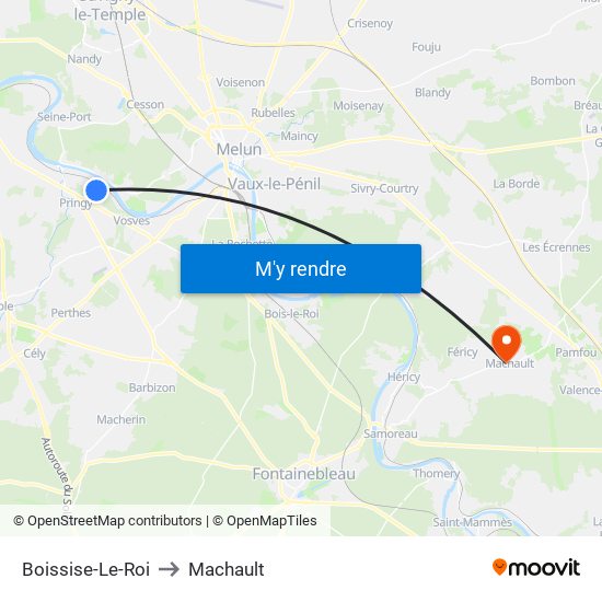 Boissise-Le-Roi to Machault map