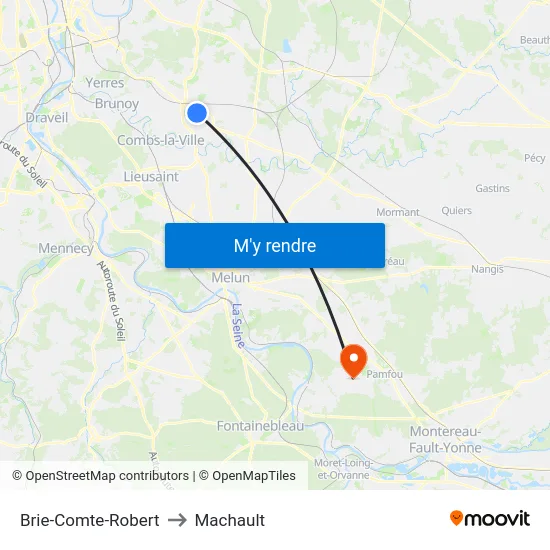 Brie-Comte-Robert to Machault map