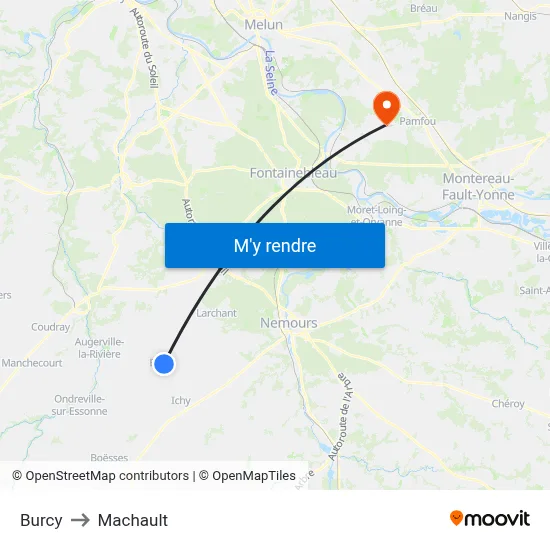 Burcy to Machault map