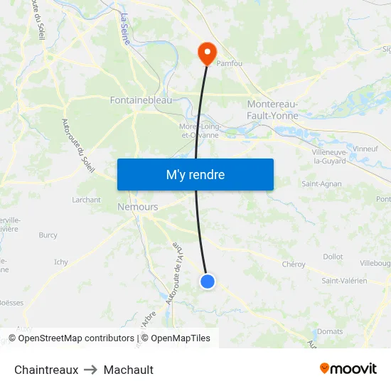 Chaintreaux to Machault map
