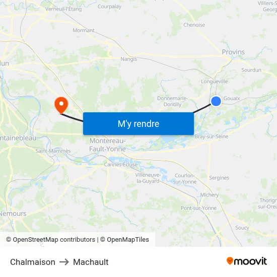 Chalmaison to Machault map