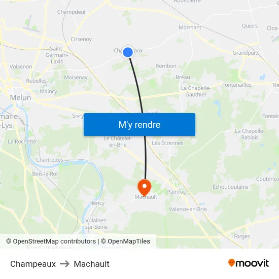 Champeaux to Machault map