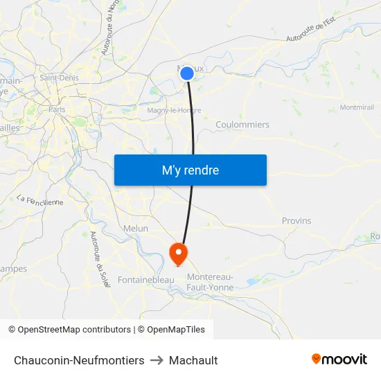 Chauconin-Neufmontiers to Machault map