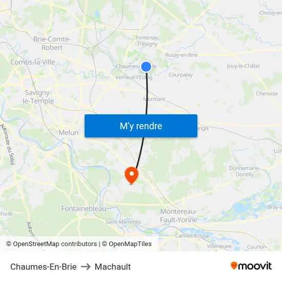 Chaumes-En-Brie to Machault map