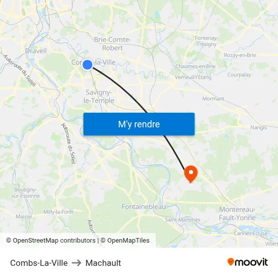 Combs-La-Ville to Machault map