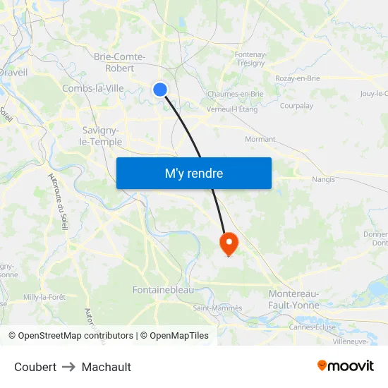 Coubert to Machault map