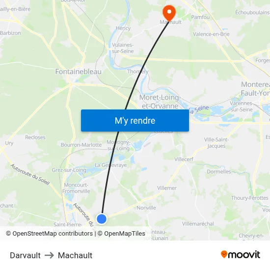 Darvault to Machault map