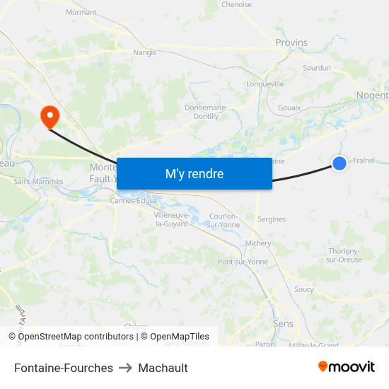 Fontaine-Fourches to Machault map