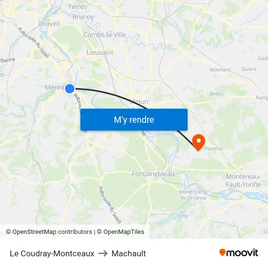 Le Coudray-Montceaux to Machault map